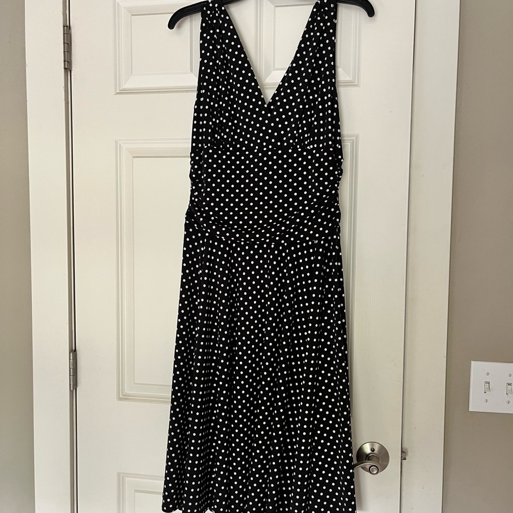 Ronni Nicole Black and White Polka Dot Midi Dress